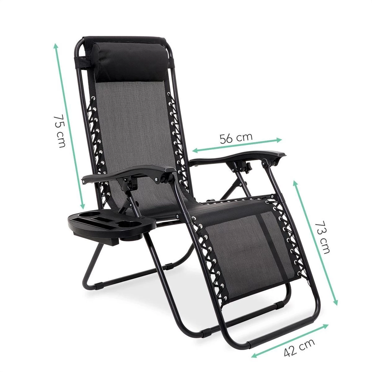 LifeGoods Opvouwbare Tuinstoelen - Verstelbaar Zonnescherm - 2 Stuks - 30°-90° Verstelbaar - Metaal - Zwart 5 LifeGoods Opvouwbare Tuinstoelen - Verstelbaar Zonnescherm - 2 Stuks - 30°-90° Verstelbaar - Metaal - Zwart - Afbeelding 3