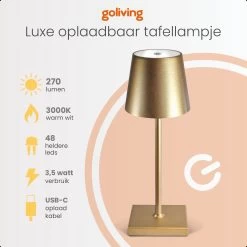 Goliving Tafellamp Op Batterijen - Oplaadbaar En Dimbaar - Moderne Touch Lamp Goud - Nachtlamp Draadloos - 26 CM 15 Goliving Tafellamp Op Batterijen - Oplaadbaar En Dimbaar - Moderne Touch Lamp Goud - Nachtlamp Draadloos - 26 CM -Philips Hue Winkel 1200x1200 3742