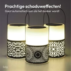 Gadgy Solar Lantaarn Zwart / Wit - Tuinlantaarn Set Van 3 - Solar Tuinverlichting Op Zonneenergie - Led Buitenverlichting Met Dag/Nacht Sensor - Tafellamp - Hanglamp - 24 X Ø10.7 CM -Philips Hue Winkel 1200x1200 3748
