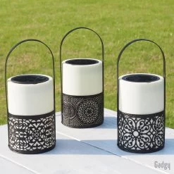 Gadgy Solar Lantaarn Zwart / Wit - Tuinlantaarn Set Van 3 - Solar Tuinverlichting Op Zonneenergie - Led Buitenverlichting Met Dag/Nacht Sensor - Tafellamp - Hanglamp - 24 X Ø10.7 CM -Philips Hue Winkel 1200x1200 3752