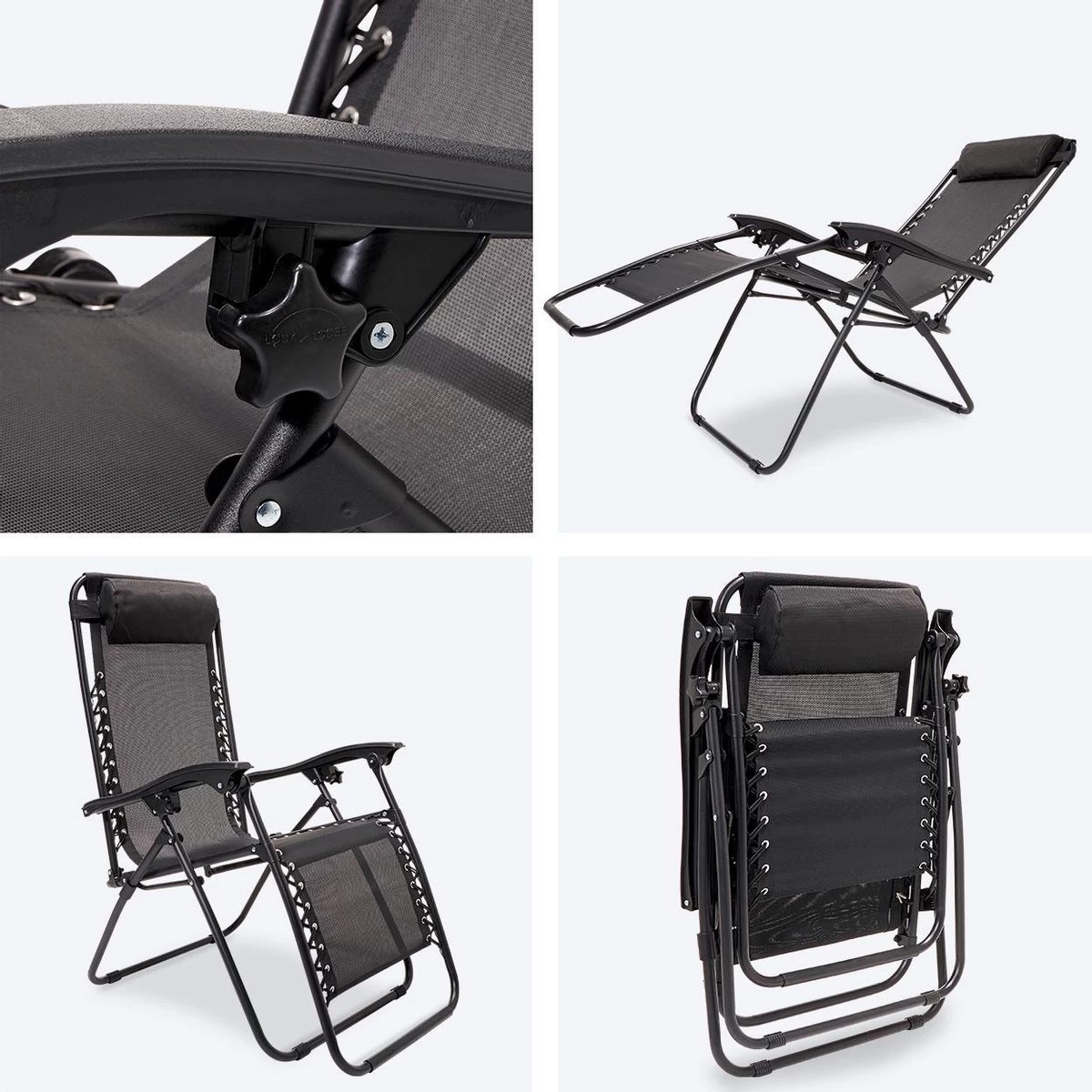 LifeGoods Opvouwbare Tuinstoelen - Verstelbaar Zonnescherm - 2 Stuks - 30°-90° Verstelbaar - Metaal - Zwart 10 LifeGoods Opvouwbare Tuinstoelen - Verstelbaar Zonnescherm - 2 Stuks - 30°-90° Verstelbaar - Metaal - Zwart - Afbeelding 8