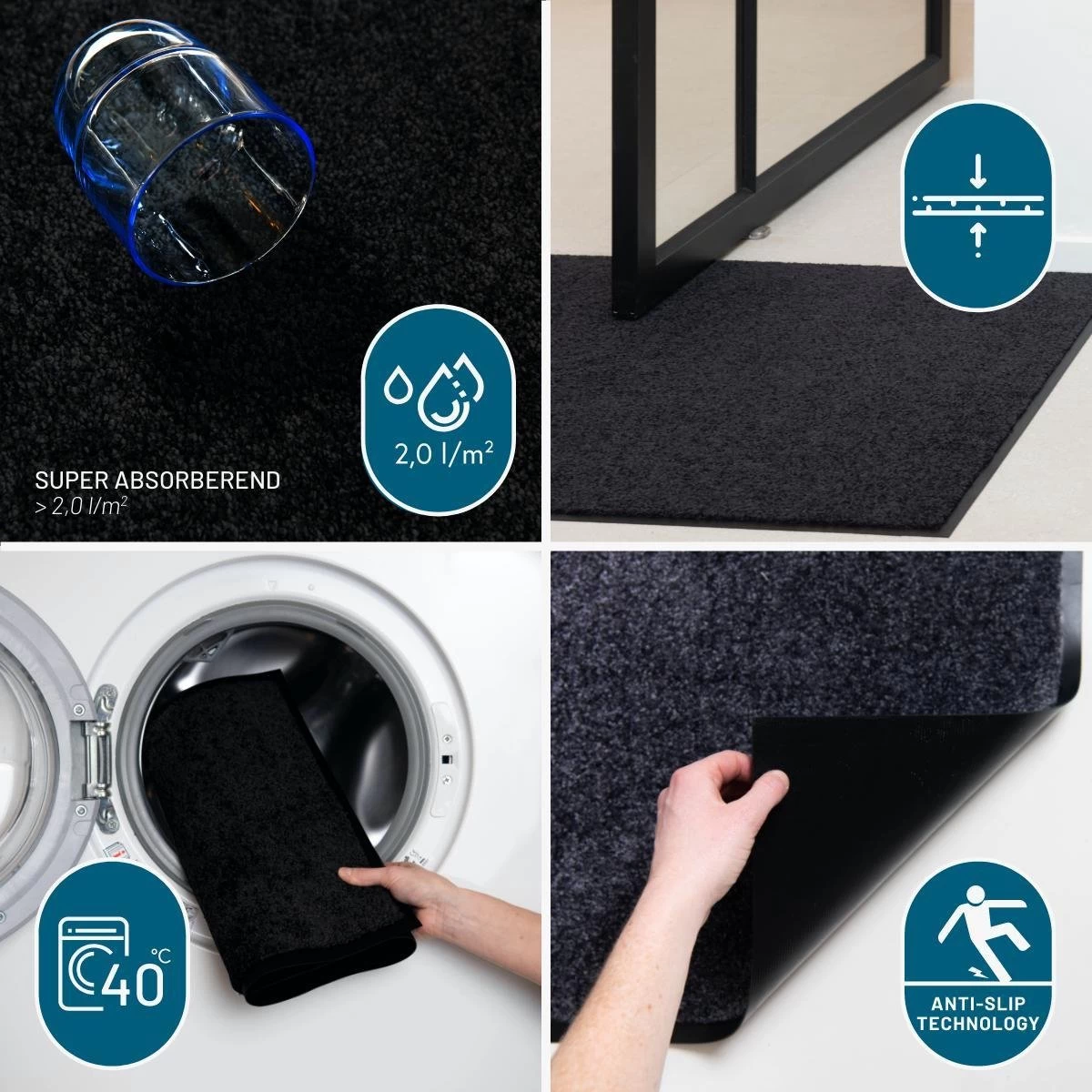 Virusreducerende Keukenmat/Keukenloper Studio M - HYGIENE PRO - Keukentapijt - 60X180 Cm - Zwart - Loper Tapijt - Loper Gang - Loper Vloerkleed - Verschillende Afmetingen 7 Virusreducerende Keukenmat/Keukenloper Studio M - HYGIENE PRO - Keukentapijt - 60X180 Cm - Zwart - Loper Tapijt - Loper Gang - Loper Vloerkleed - Verschillende Afmetingen - Afbeelding 5