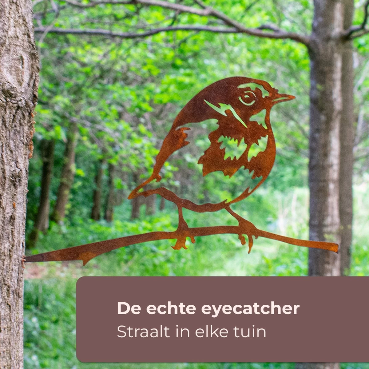 Tuindecoratie - Cortenstaal - Metalbird - Boomdecoratie - Roodborstje - 25x13cm 4 Tuindecoratie - Cortenstaal - Metalbird - Boomdecoratie - Roodborstje - 25x13cm - Afbeelding 2