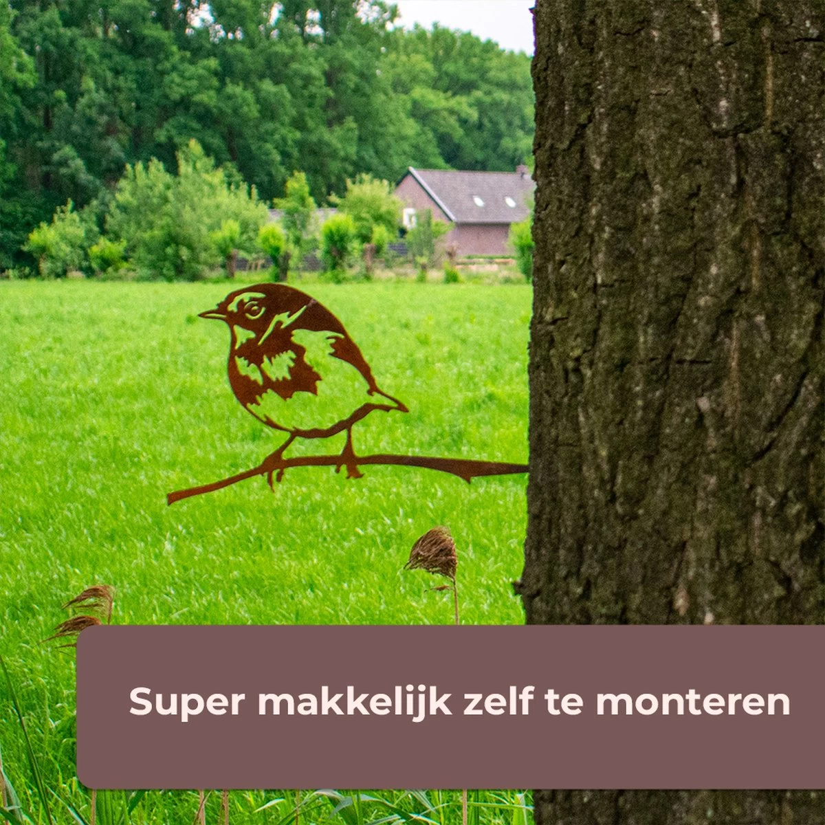 Tuindecoratie - Cortenstaal - Metalbird - Boomdecoratie - Roodborstje - 25x13cm 6 Tuindecoratie - Cortenstaal - Metalbird - Boomdecoratie - Roodborstje - 25x13cm - Afbeelding 4