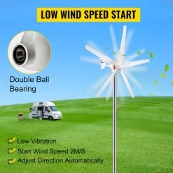 Vevor® Windmolen Generator - 500W - Nylon Vezelbladen - Windturbine - Windmolen - Windmolen Generator - Aerogenerator - Voor Huis Tuin Boot Marine Monitoring Of Straatverlichting - Windenergie - Met MPPT Controller -Philips Hue Winkel 1200x1200 4029