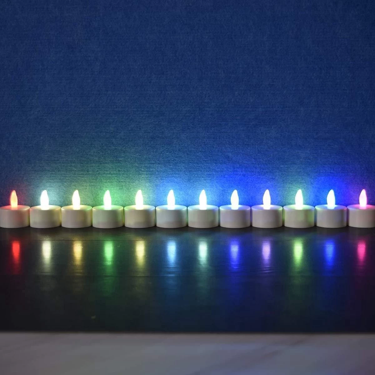 KLEURRIJKE LED | Kaarsen Branden 12 - 15 Uur | Oplaadbaar 4 Stuks | Afstandsbediening | Kleur Theelichtjes | Candle Lights | Led Kaars | Oplaadbare Kleuren Waxine Lichten. 5 KLEURRIJKE LED | Kaarsen Branden 12 - 15 Uur | Oplaadbaar 4 Stuks | Afstandsbediening | Kleur Theelichtjes | Candle Lights | Led Kaars | Oplaadbare Kleuren Waxine Lichten. - Afbeelding 3