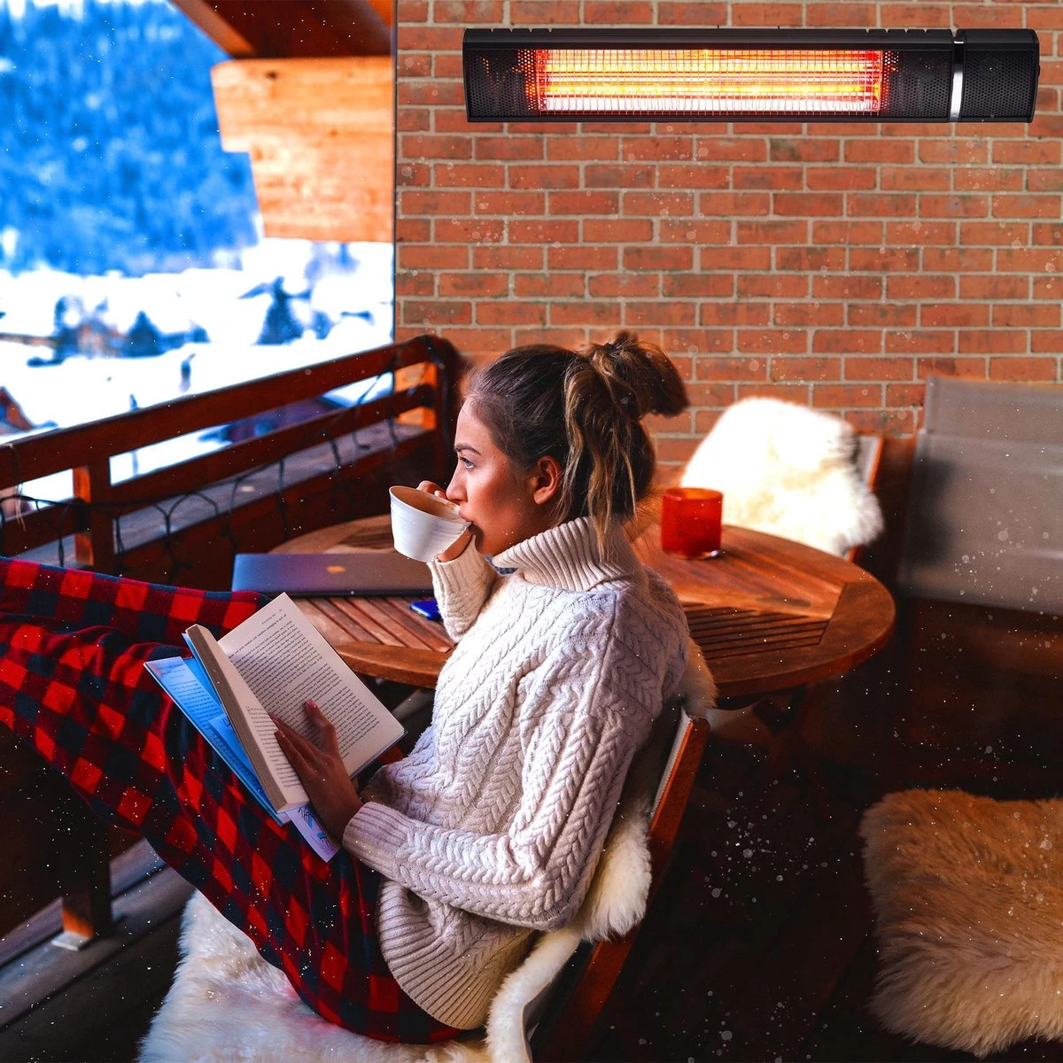 AREBOS Infrarood Heater - 2000W - 3 Warmteniveaus - Terrasverwarmer Elektrisch - Binnen En Buiten Gebruik - Zwart 8 AREBOS Infrarood Heater - 2000W - 3 Warmteniveaus - Terrasverwarmer Elektrisch - Binnen En Buiten Gebruik - Zwart - Afbeelding 6