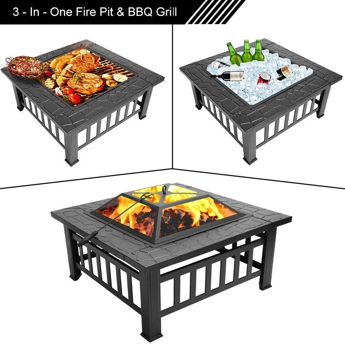 RJRQuality Vuurschaal 80 Cm BBQ Terrashaard Barbecue Vuurkorf Tuinhaard Met Vonkenscherm En Hoes 10 RJRQuality Vuurschaal 80 Cm BBQ Terrashaard Barbecue Vuurkorf Tuinhaard Met Vonkenscherm En Hoes - Afbeelding 8