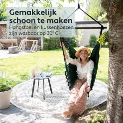 Vita5 XXL Hangstoel | Binnen&Buiten Hangnest | Incl. 2 Kussens En Boekenvak | Volwassenen&Kinderen | Hangmatstoel Tot 225kg | Donkergroen -Philips Hue Winkel 1200x1200 409