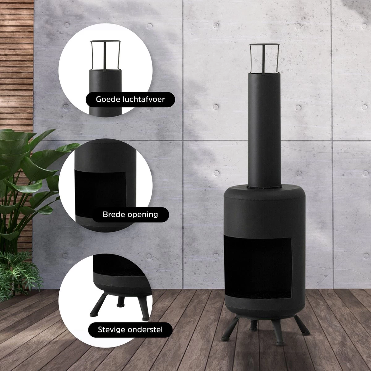 Cheqo® Luxe Terraskachel - Tuinhaard - Terrashaard - Terrasverwarming - Staande Vuurkorf - 105cm 6 Cheqo® Luxe Terraskachel - Tuinhaard - Terrashaard - Terrasverwarming - Staande Vuurkorf - 105cm - Afbeelding 4