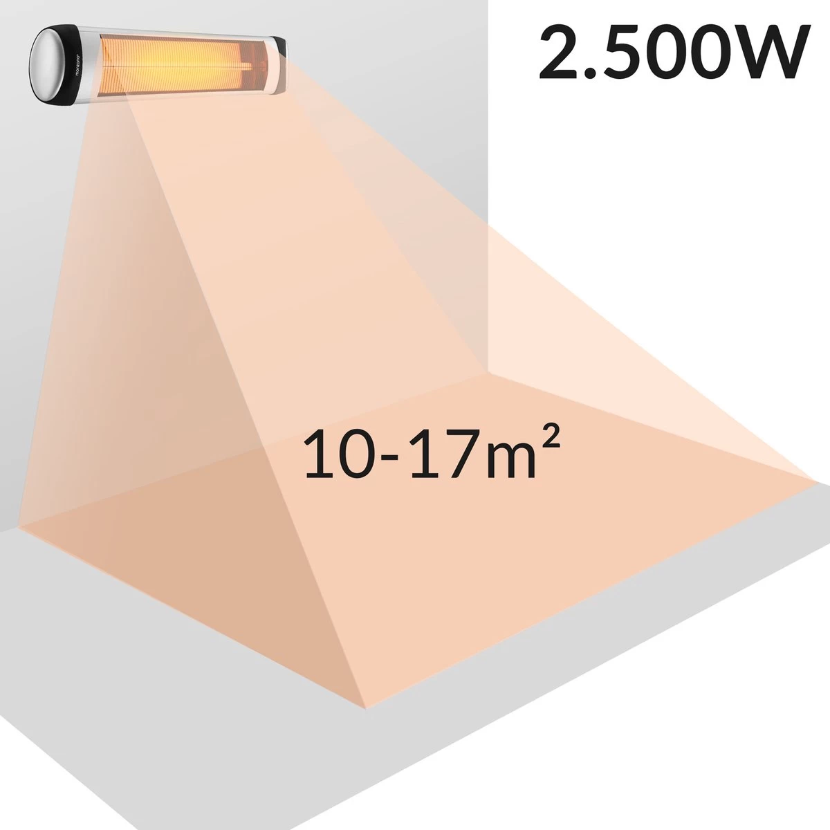 Monzana Infraroodstraler 2500W - 3 Verwarmingsniveaus - Zilver 5 Monzana Infraroodstraler 2500W - 3 Verwarmingsniveaus - Zilver - Afbeelding 3