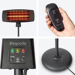 LifeGoods Terrasverwarmer - Elektrisch - 2000W - Hangend En Staand - Incl. Afstandbediening - 3 Standen - Zwart -Philips Hue Winkel 1200x1200 4170