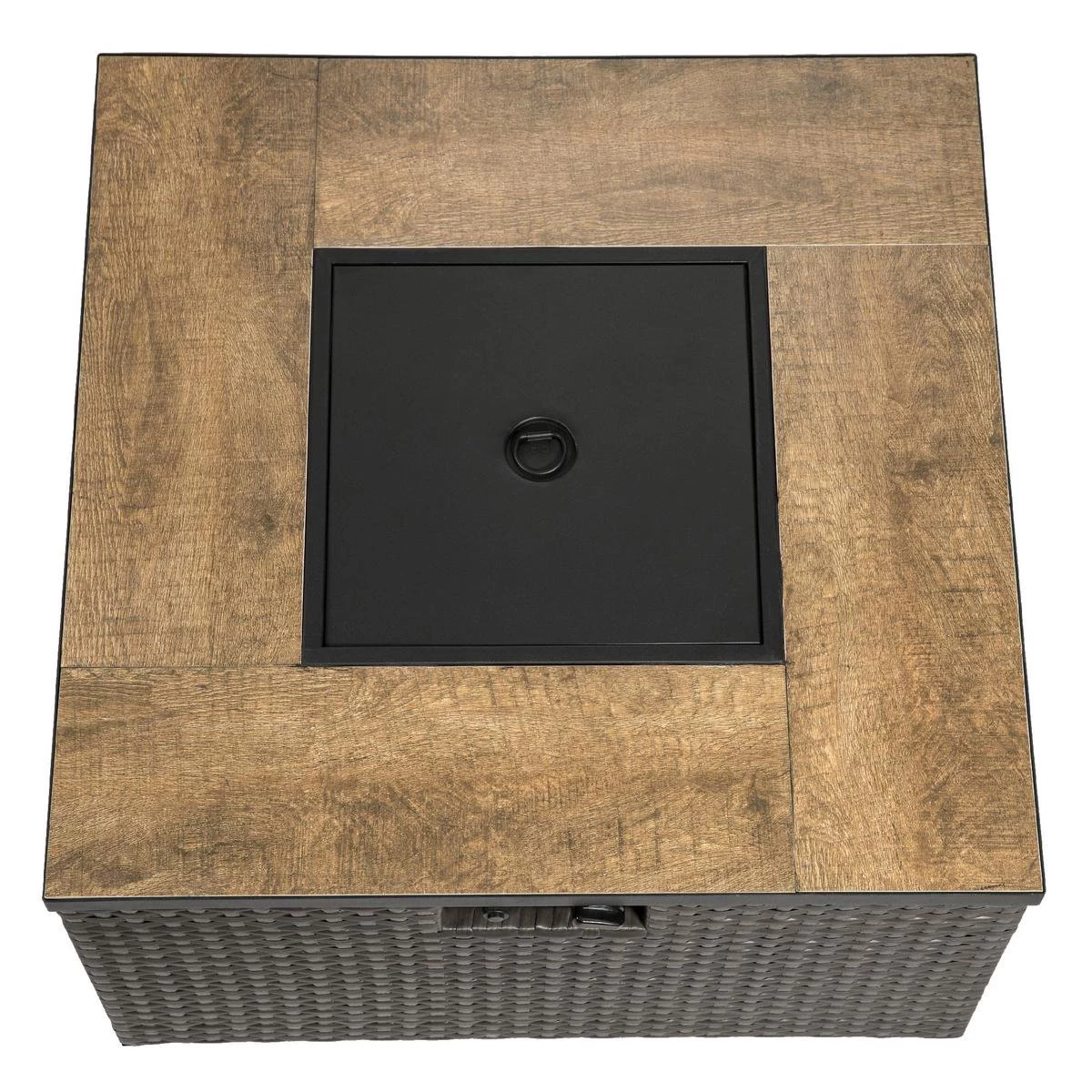 Teamson Home Vierkant Propaan Gas Vuurtafel - Vuurkorf Buiten - Geen Rook - Terrashaard - Rotan/Metaal - Met Windscherm, Lavastenen & Omslag 5 Teamson Home Vierkant Propaan Gas Vuurtafel - Vuurkorf Buiten - Geen Rook - Terrashaard - Rotan/Metaal - Met Windscherm, Lavastenen & Omslag - Afbeelding 3