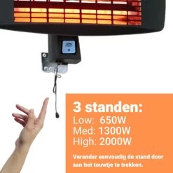 OAK Power+ Terrasverwarmer Elektrisch Hangend - Infrarood Verwarmingspaneel Heater - 3 Standen Tot 2000W -Philips Hue Winkel 1200x1200 4224
