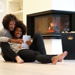 Relaxdays Houtmand Kunstleer - Zwart - Houtopslag - Brandhout Mand - Openhaard Accessoire -Philips Hue Winkel 1200x1200 4256