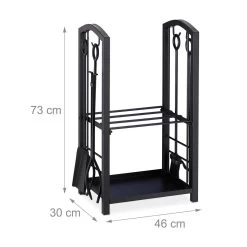 Relaxdays Brandhoutrek Met Haardstel - Vierdelig - Houtopslag - Zwart - Haardhout Opslag -Philips Hue Winkel 1200x1200 4263