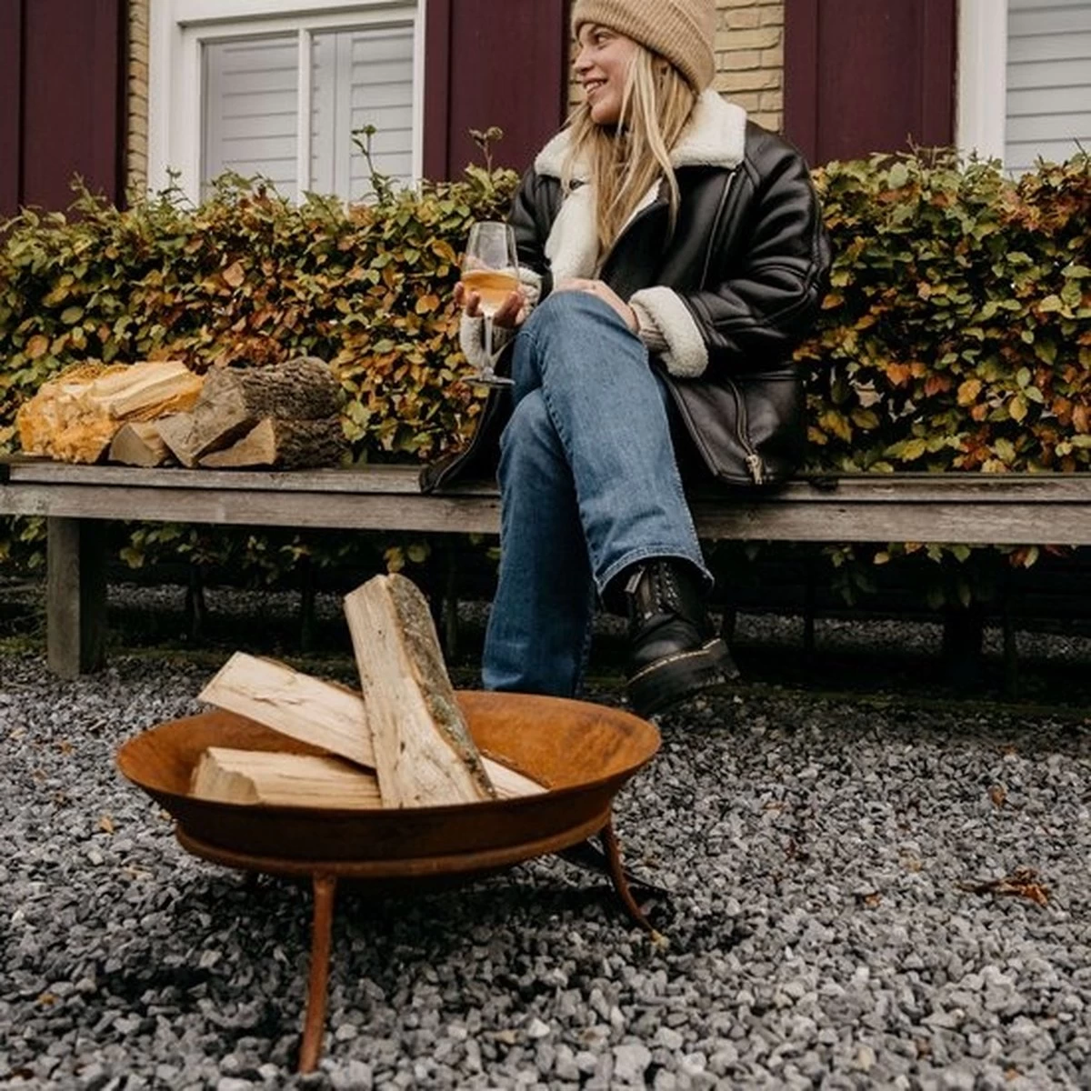 BBQ Vuurschaal Op Standaard - Ø57 Cm - Bruin 4 BBQ Vuurschaal Op Standaard - Ø57 Cm - Bruin - Afbeelding 2