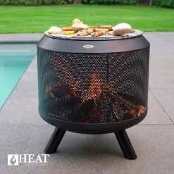HEAT Outdoor Living - Trommelpot Incl. Grillrooster - Vuurkorf - Staal - Terrashaard - Vuurkorf Voor Buiten - Vuurton - Vuurhaard