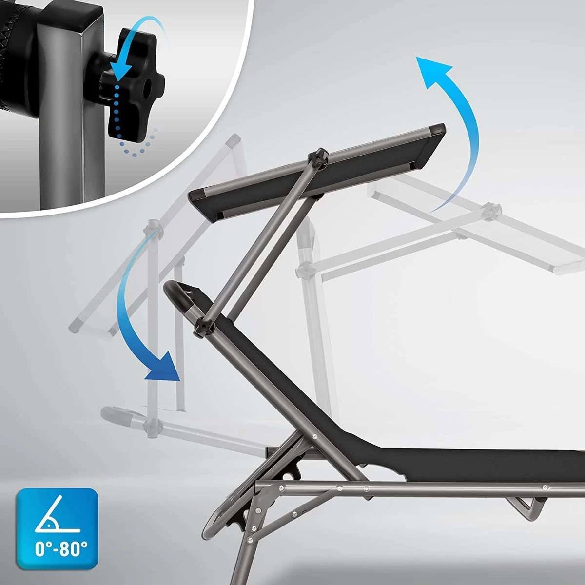 Sens Design Zonnebed - Ligbed Inklapbaar Met Zonneklep - Grijs 9 Sens Design Zonnebed - Ligbed Inklapbaar Met Zonneklep - Grijs - Afbeelding 7