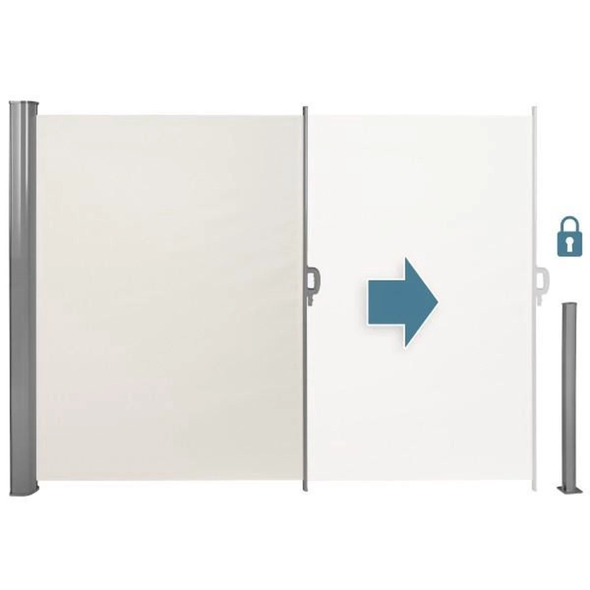 Tectake - Uitschuifbaar Aluminium Windscherm Tuinscherm 180 X 300 Cm Beige 401529 5 Tectake - Uitschuifbaar Aluminium Windscherm Tuinscherm 180 X 300 Cm Beige 401529 - Afbeelding 3