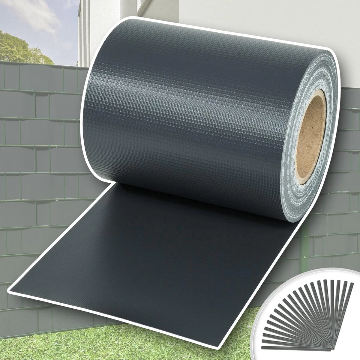 Tectake Privacyfolie Voor Hek/tuinscherm - 35 Meter - 19 Cm Hoog - Antraciet - 401863 3 Tectake Privacyfolie Voor Hek/tuinscherm - 35 Meter - 19 Cm Hoog - Antraciet - 401863