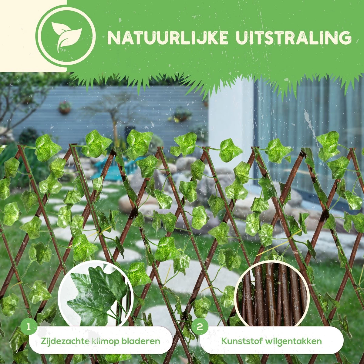 Hedera Kunsthaag - Uitschuifbaar Tot 2.30m - Voor Binnen En Buiten - Tuinscherm - Kerstcadeau - Kamer Decoratie Voor Huis En Tuin 6 Hedera Kunsthaag - Uitschuifbaar Tot 2.30m - Voor Binnen En Buiten - Tuinscherm - Kerstcadeau - Kamer Decoratie Voor Huis En Tuin - Afbeelding 4