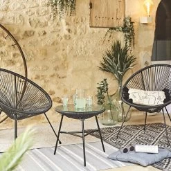 Set Van 2 Design Stoelen Ei-vormig - Acapulco Zwart - Stoelen 4 Poten Retro Design, Plastic Koorden, Binnen/buiten -Philips Hue Winkel 1200x1200 445