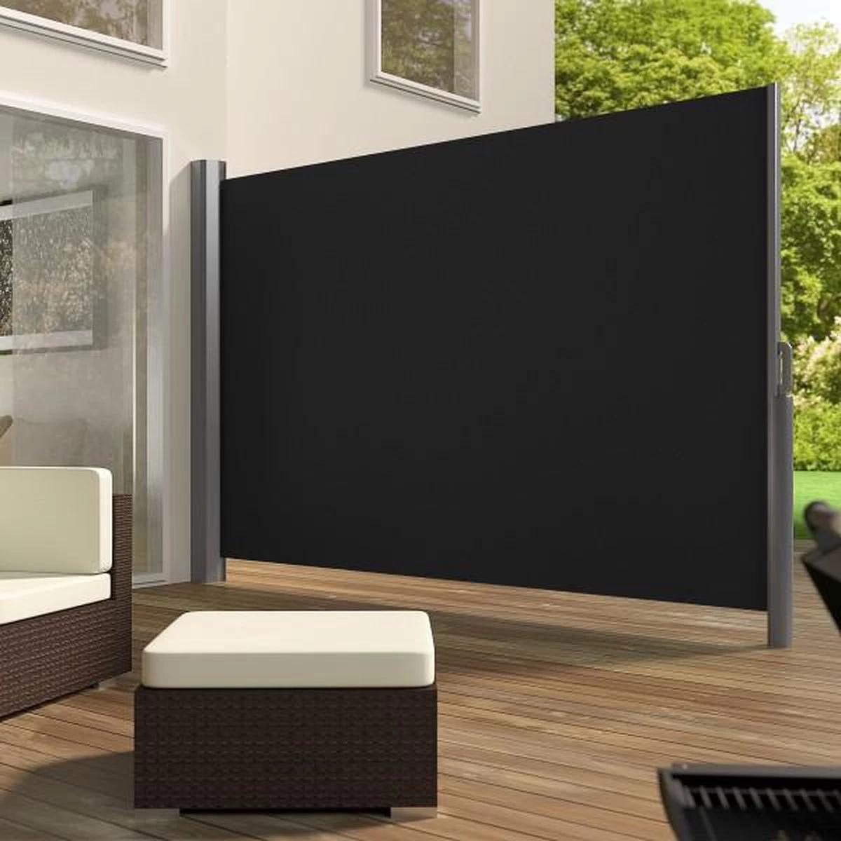 Uitschuifbaar Aluminium Windscherm Tuinscherm 200 X 300 Cm Zwart 401531 4 Uitschuifbaar Aluminium Windscherm Tuinscherm 200 X 300 Cm Zwart 401531 - Afbeelding 2