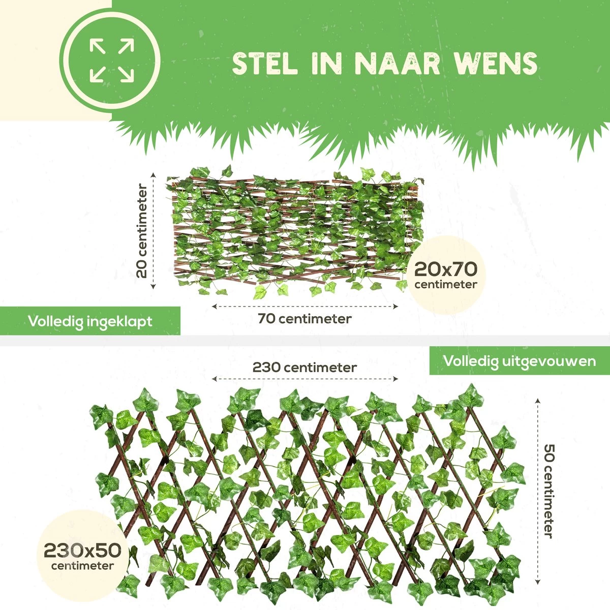 Hedera Kunsthaag Met LED Verlichting- Uitschuifbaar Tot 2.30m - Voor Binnen En Buiten - Tuinscherm - Kamer Decoratie Voor Huis En Tuin 9 Hedera Kunsthaag Met LED Verlichting- Uitschuifbaar Tot 2.30m - Voor Binnen En Buiten - Tuinscherm - Kamer Decoratie Voor Huis En Tuin - Afbeelding 7