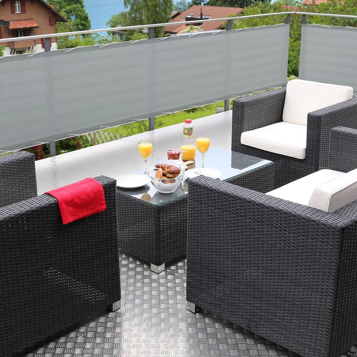 Sol Royal PB2 – Balkonscherm Grijs 500 X 90 Cm – Balkondoek Waterafstotend – UV Bescherming – Incl. Bevestigingsmateriaal 6 Sol Royal PB2 – Balkonscherm Grijs 500 X 90 Cm – Balkondoek Waterafstotend – UV Bescherming – Incl. Bevestigingsmateriaal - Afbeelding 4