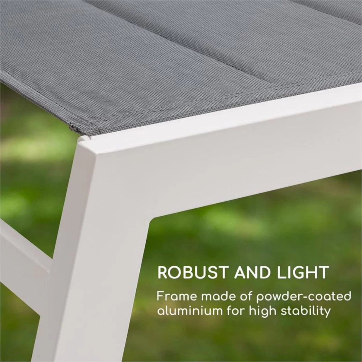 Blumfeldt Renazzo Lounge Ligstoel - Ligbed Voor De Tuin - Aluminium Tuinstoel - 6 Standen - Waterafstotend - Bekleding Van 70 % Pvc En 30 % Polyetheen - Grijs 10 Blumfeldt Renazzo Lounge Ligstoel - Ligbed Voor De Tuin - Aluminium Tuinstoel - 6 Standen - Waterafstotend - Bekleding Van 70 % Pvc En 30 % Polyetheen - Grijs - Afbeelding 8