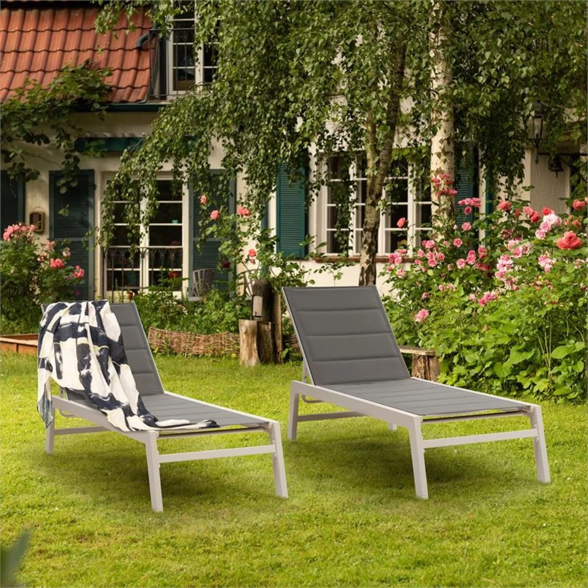 Blumfeldt Renazzo Lounge Ligstoel - Ligbed Voor De Tuin - Aluminium Tuinstoel - 6 Standen - Waterafstotend - Bekleding Van 70 % Pvc En 30 % Polyetheen - Grijs 11 Blumfeldt Renazzo Lounge Ligstoel - Ligbed Voor De Tuin - Aluminium Tuinstoel - 6 Standen - Waterafstotend - Bekleding Van 70 % Pvc En 30 % Polyetheen - Grijs - Afbeelding 9