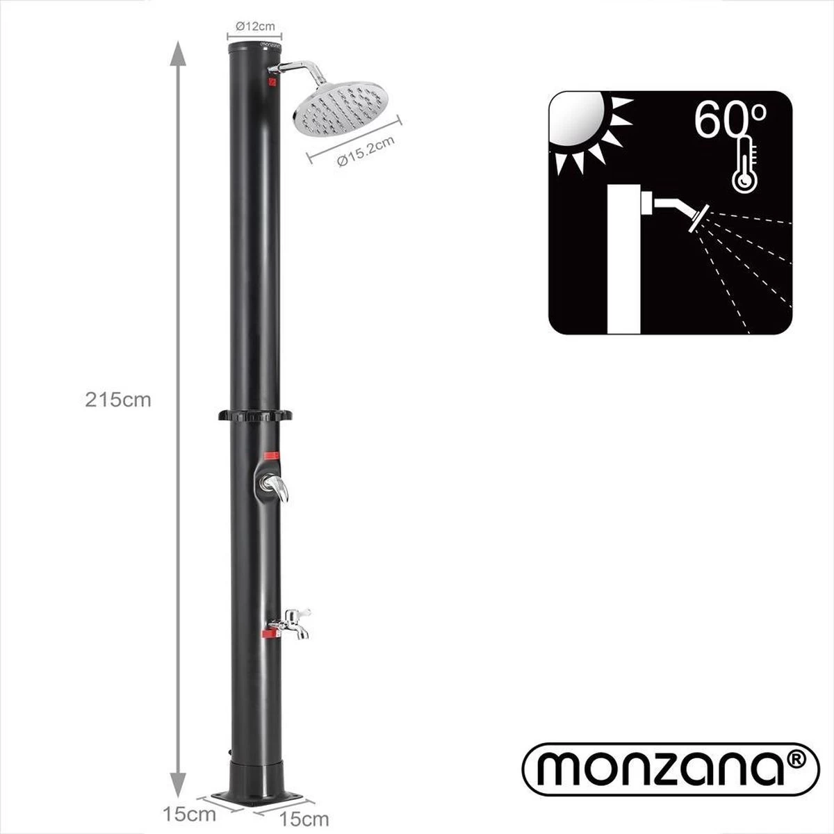 Merkloos Monzana Buitendouche/ Tuindouche - Warm Water Uit Zonne-energie 215cm 13 Merkloos Monzana Buitendouche/ Tuindouche - Warm Water Uit Zonne-energie 215cm - Afbeelding 12