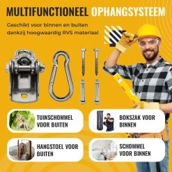 Itstrong® Plafondhaak Ophangsysteem Voor Binnen & Buiten – Ophanghaak Voor Bokszak – Schommel – Schommelstoel – Hangstoel - RVS -Philips Hue Winkel 1200x1200 476
