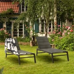 Blumfeldt Renazzo Lounge Ligstoel - Ligbed Voor De Tuin - Aluminium Tuinstoel - 6 Standen - Waterafstotend - Bekleding Van 70 % Pvc En 30 % Polyetheen - Zwart -Philips Hue Winkel 1200x1200 518