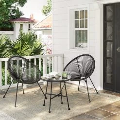 Songmics Balkonmeubilair, Tuinmeubelset, Set Van 3, Zitgroep, Terrasmeubilair, Glazen Tafelblad, 2 Stoelen, Voor Binnen En Buiten, Voor Patio, Tuin, Balkon, Buiten, Zwart GGF013B02 -Philips Hue Winkel 1200x1200 53