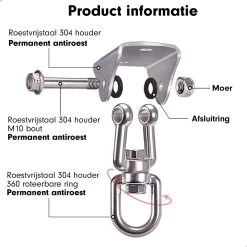 Luxe Ophangsysteem - 180° Schommelen, 360° Roteerbaar - Plafondhaak - Ophanghaak - Hangstoel Buiten - Hangstoel Binnen – Schommelstoel - Schommel - Bokszakken - RVS - Nederlandse Handleiding - -Philips Hue Winkel 1200x1200 535