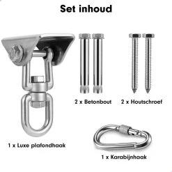 Luxe Ophangsysteem - 180° Schommelen, 360° Roteerbaar - Plafondhaak - Ophanghaak - Hangstoel Buiten - Hangstoel Binnen – Schommelstoel - Schommel - Bokszakken - RVS - Nederlandse Handleiding - -Philips Hue Winkel 1200x1200 537