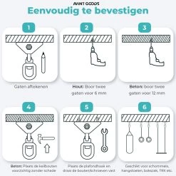 AVINT GOODS RVS Ophangsysteem Plafondhaak Bokszak – Schroefhaak & Ophanghaak Hangstoel – Muurhaak Binnen & Buiten - 550KG -Philips Hue Winkel 1200x1200 567