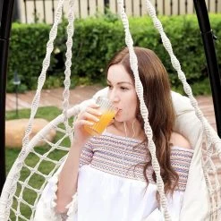 Hangstoel, Hangschommel, Hangstoel Met Een Dik Kussen, Tot 120 Kg Belastbaar, Voor Tuin, Balkon, Woonkamer, Terras, Scandinavische Stijl, Modern, Beige HMDC042M01 -Philips Hue Winkel 1200x1200 578