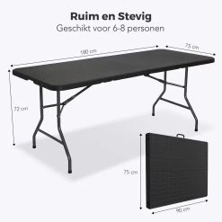 LifeGoods Klaptafel - Inklapbaar - 180 Cm - 6 Tot 8 Personen - Zwart -Philips Hue Winkel 1200x1200 58