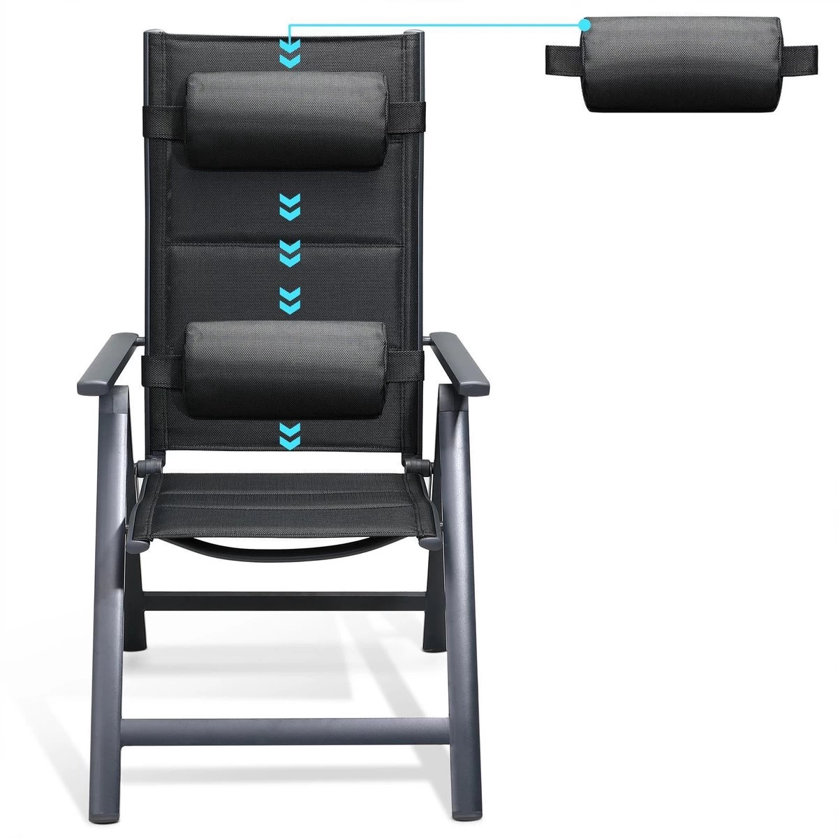 Casaria Tuinstoel Aluminium - 2 Stuks Inklapbaar - Antraciet 6 Casaria Tuinstoel Aluminium - 2 Stuks Inklapbaar - Antraciet - Afbeelding 4