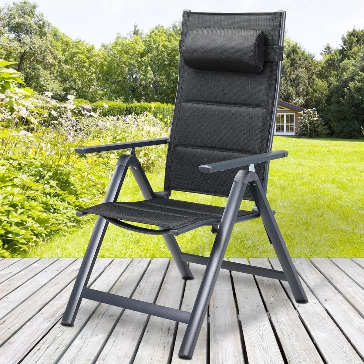 Casaria Tuinstoel Aluminium - 2 Stuks Inklapbaar - Antraciet 7 Casaria Tuinstoel Aluminium - 2 Stuks Inklapbaar - Antraciet - Afbeelding 5