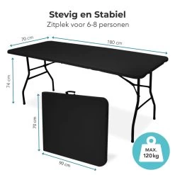 LifeGoods Klaptafel - Inklapbaar - 70x180cm - Verstelbare Vouwtafel - Weerbestendig - Zwart -Philips Hue Winkel 1200x1200 671
