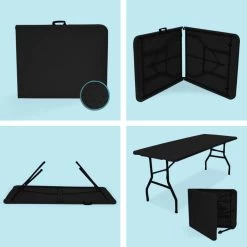 LifeGoods Klaptafel - Inklapbaar - 70x180cm - Verstelbare Vouwtafel - Weerbestendig - Zwart -Philips Hue Winkel 1200x1200 674