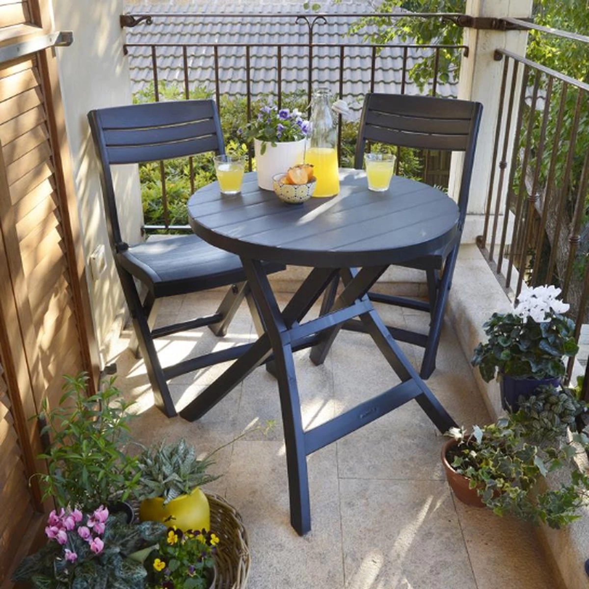 Allibert - Tuintafel - Oregon - Ø 70 Cm - Kunststof - Opklapbaar 4 Allibert - Tuintafel - Oregon - Ø 70 Cm - Kunststof - Opklapbaar - Afbeelding 2