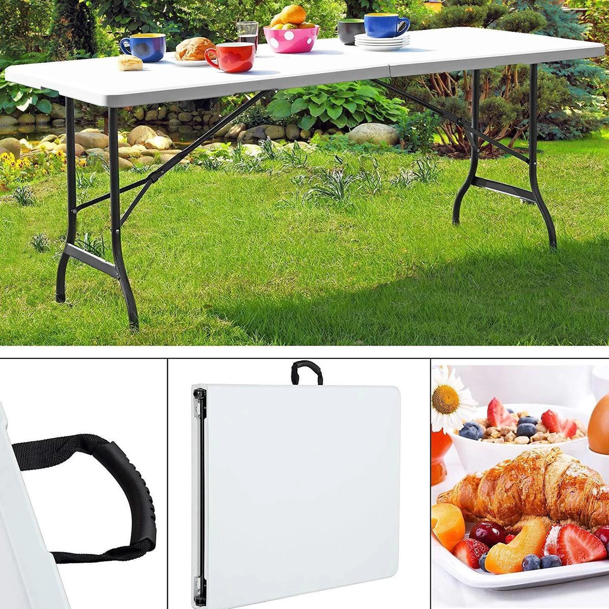 MaxxGarden Vouwtafel - Opvouwbare Kampeer Tafel - Tuin - Camping - Binnen - Weersbestendig - 180 X 74 X 74cm- Wit 8 MaxxGarden Vouwtafel - Opvouwbare Kampeer Tafel - Tuin - Camping - Binnen - Weersbestendig - 180 X 74 X 74cm- Wit - Afbeelding 6