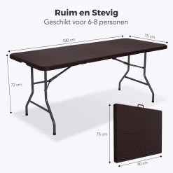 LifeGoods Klaptafel - Inklapbaar - 180 Cm - 6 Tot 8 Personen - Bruin 15 LifeGoods Klaptafel - Inklapbaar - 180 Cm - 6 Tot 8 Personen - Bruin -Philips Hue Winkel 1200x1200 746