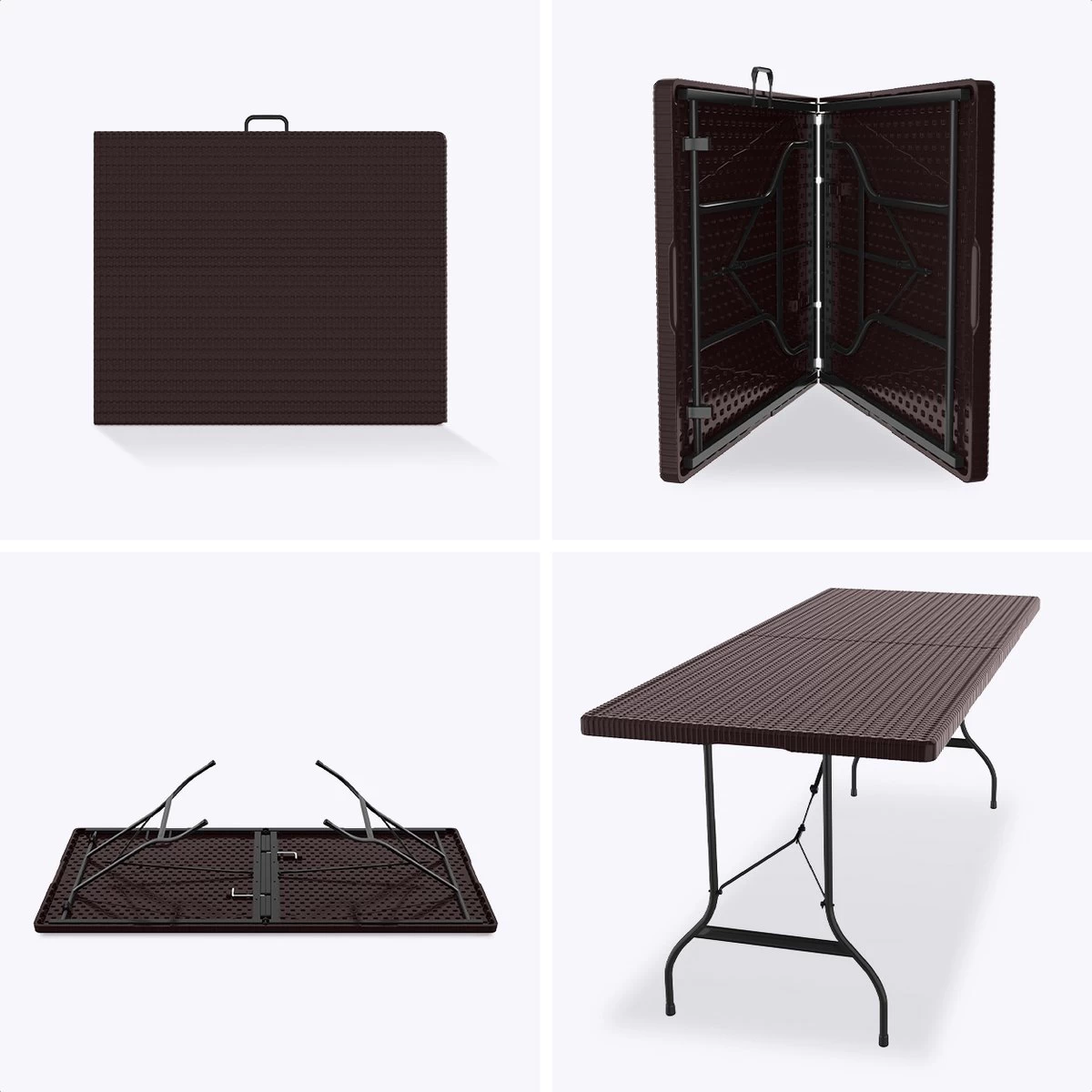 LifeGoods Klaptafel - Inklapbaar - 180 Cm - 6 Tot 8 Personen - Bruin 11 LifeGoods Klaptafel - Inklapbaar - 180 Cm - 6 Tot 8 Personen - Bruin - Afbeelding 9