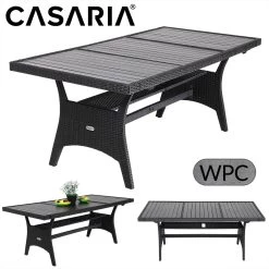 Casaria Polyrattan Tuintafel - WPC Tafelblad 190x90x74 Cm – Zwart -Philips Hue Winkel 1200x1200 765